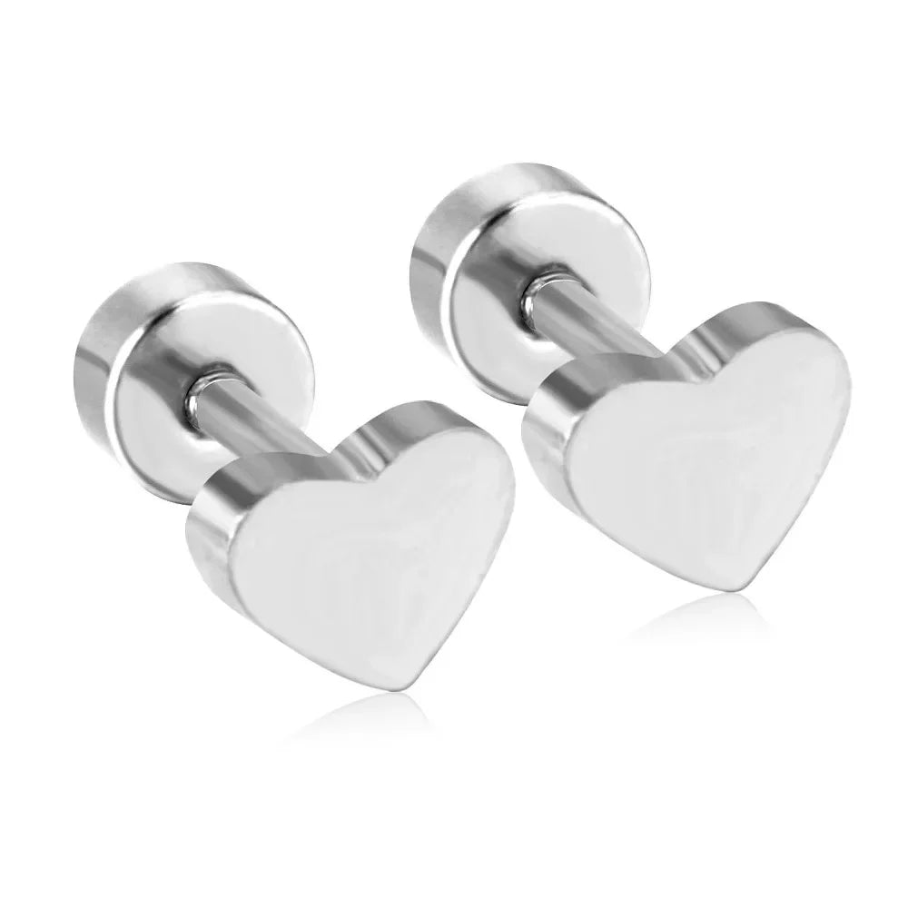 K Gold Plated White Gold Plated Posts Pair of Flat Back Stud Earrings for Women | Heart Earrings