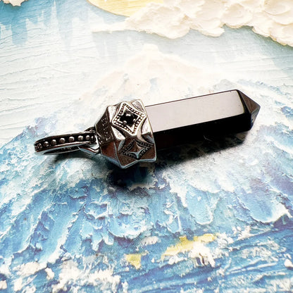 Pendants Black Onyx Pillar Brand New Jewelry Vitnage 925 Sterling Silver Lucky Gift For Women Men