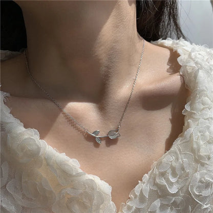Necklace For Women Cute Simple Girls Animal Cat Sweet Heart Butterfly Pearl Embroidery Flowers Fashion