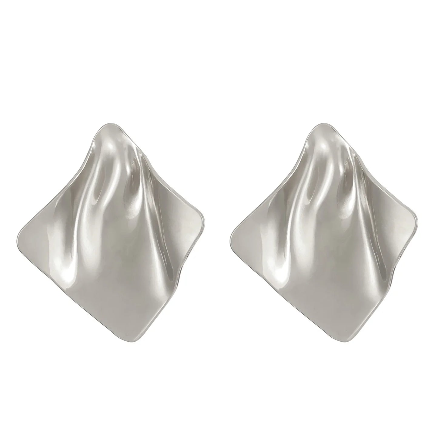 LATS New Stainless Steel Pleated Geometric Earrings for Women Gold-plated Retro Glossy Irregular Ear Accessories Fashion Jewelry