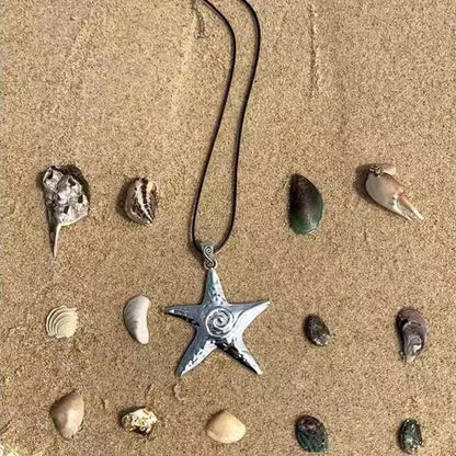 LATS Starfish Pendant Necklace Female Niche Retro Sweet Cool Spicy Girl Style Subculture Ins Starry Starfish Collarbone Chain