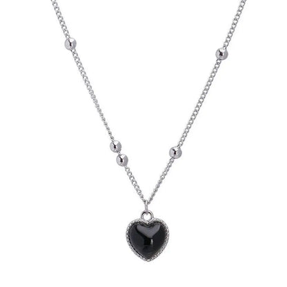 Thermochromic Mood Heart Pendant Necklace Korean Temperature Color Change Necklace Sensitive Stone Clavicle Chain Lover Jewelry