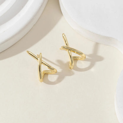 LATS Trendy Gold Color Cross Stud Earrings for Women Dainty Simple Minimalist Earring Fashion Jewelry Party Gifts Wholesale