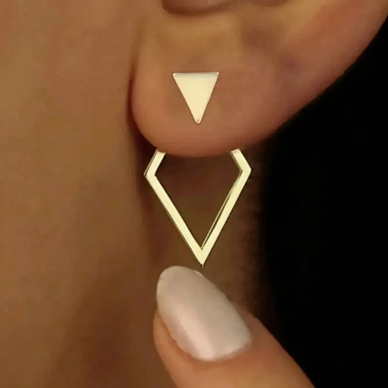 LATS Minimalist Geometric Square Detachable Triangles Stud Earrings for Women Fashion Jewelry Accessories Party Gifts