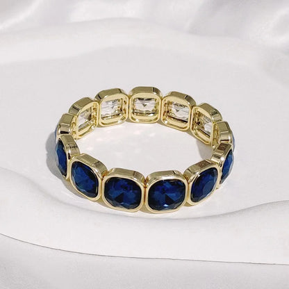 Boho Style Fashionable Light Luxury Square Beaded Inlaid Crystal Elastic Rope Bracelet Women's Jewelry