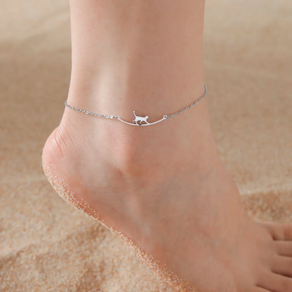 Teamer Cute Walking Cat Anklets for Women Stainless Steel Jewelry Foot Bracelet Fashion Summer Beach Accessories 2025 Wholesale