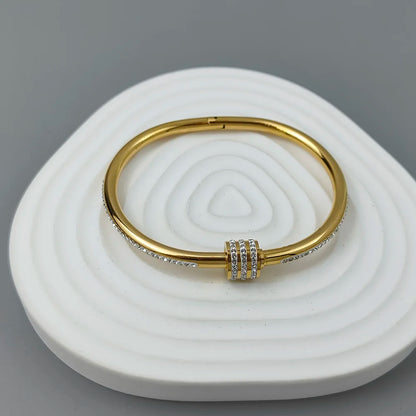 Classic slim waist zircon stainless steel gold-plated women's bracelet, high-quality waterproof metal bracelet, party jewelry