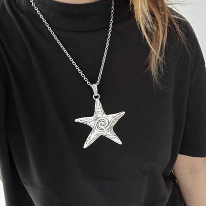 LATS Starfish Pendant Necklace Female Niche Retro Sweet Cool Spicy Girl Style Subculture Ins Starry Starfish Collarbone Chain