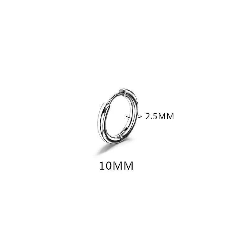 LATS 2024 New Simple Stainless Steel Small Hoop Earrings for Women Men 8mm To 20mm Round Cartilage Ear Piercing Fashion Jewelry