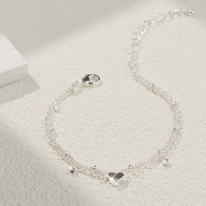 Anklet Bracelets for Women Waterproof, 925 Sliver Plated CZ Heart Layer Anklets for Women Anklet Gifts for Women, Jewelry Gifts