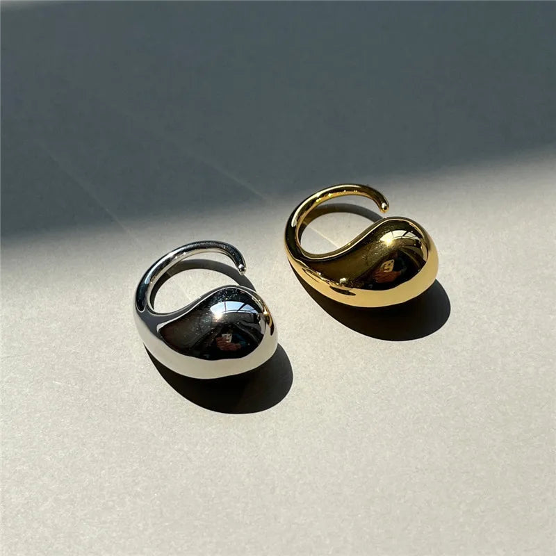 LATS New Fashion Designer Gold Silver Colour Water Drop Ring Woman Europe America Luxury Jewelry 2024 Trendy Accessories Gift