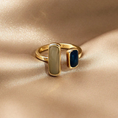 Shell Opal Stone Cuff Rings For Women Girl 2024 New Trend Fashion Personalized Vintage Jewelry Ladies Gifts Party anillos mujer