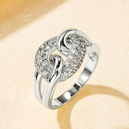 Rrjzz AAAAA CZ Simulated Diamond Unique Ring Luxury 14k Gold Plated Twist Band Design Rings for Women Men Fine Jewelry Gifts