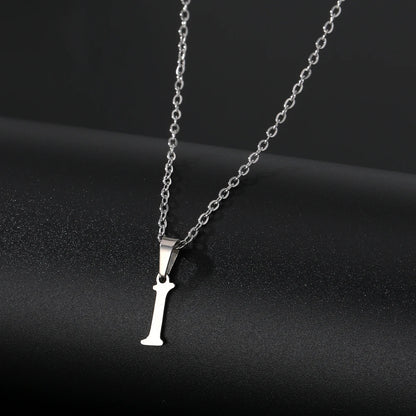 Stainless Steel English Alphabet 26 A-Z Letter Necklace Pendant Women Men Capital Initial Name Necklace Birthday Gift