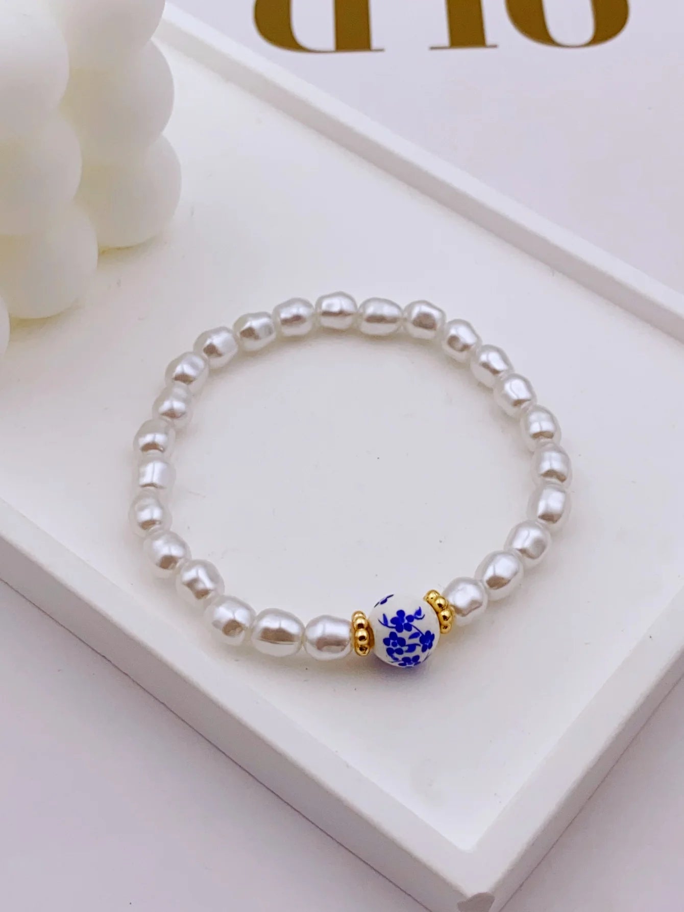 Elegant Ceramic Bracelet with Acrylic Beads and Pearls Handmade for Women's Daily Wear bracelet for women