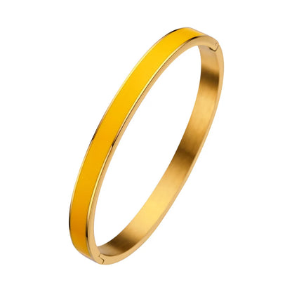 Zalman Colorful Enamel Bangles Women Gold Color Stainless Steel Simple Romantic Bracelet Never Fade Wholesale 2023