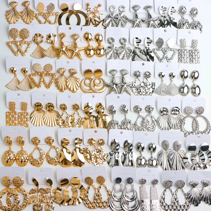 10Pairs/Lot Elegant Simple Stainless Steel Women Earrings Geometric Heart Mixed Style Jewelry Gift Giving Wedding Travel
