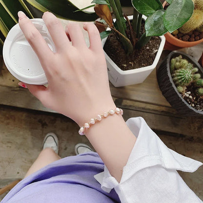 Elegant Baroque Pearl Beaded Bracelet for Woman Luxury Adjustable Bracelet Fashion Girl's Sweet Jewelry Birthday Party Gift