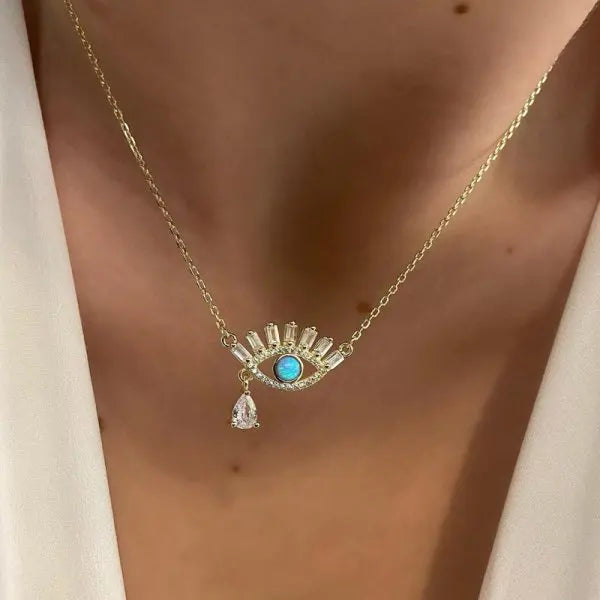 Fashion Evil Eye Necklace For Women Minimalist Classic Turkish Blue Eyes Pendant Choker Fatima Hand Clavicle Chain Lucky Jewelry