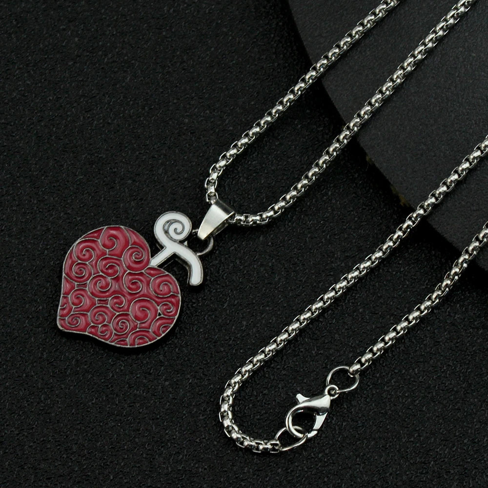 Anime Necklace for Women Men Metal Necklaces Ace Law Cursed Devil Fruit Jewelry Pendant Chains Choker Collares