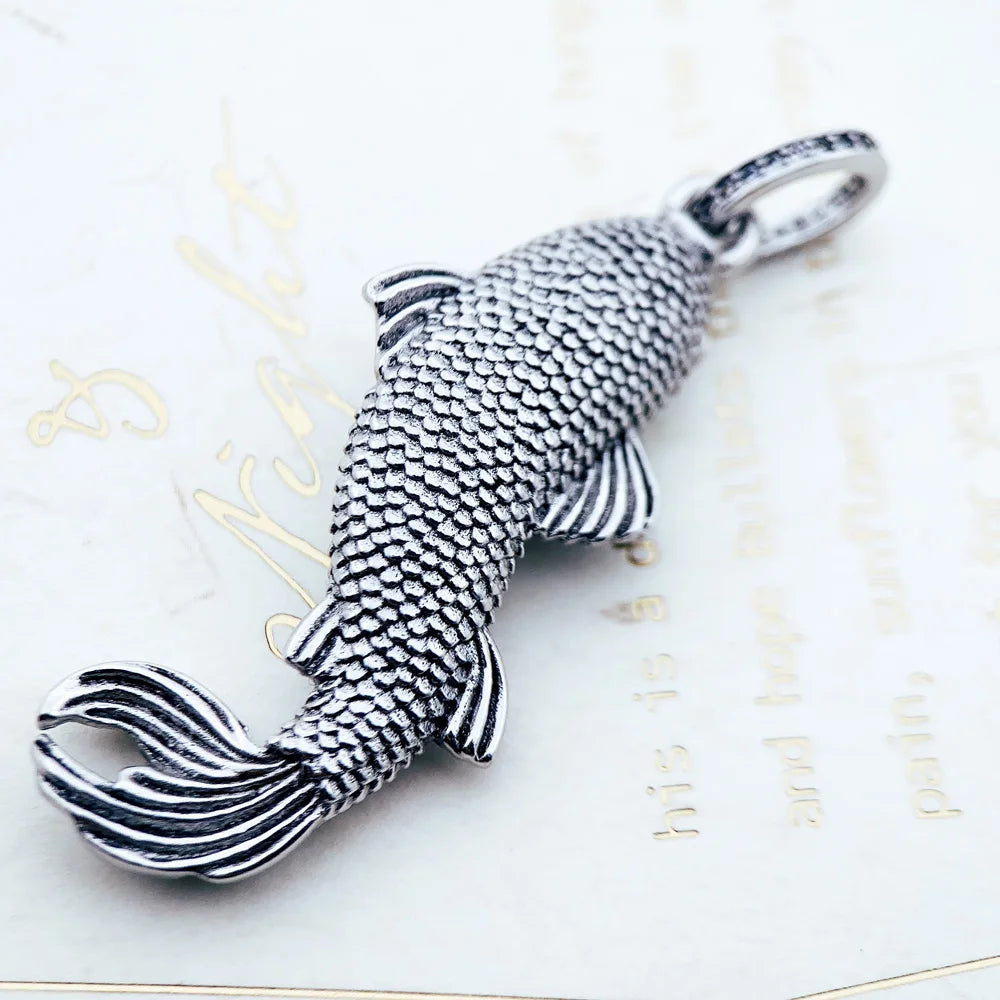 Pendant Koi Fish Brand New Fashion Trendy Jewelry Europe Accessories 925 Sterling Silver Lucky Gift For Men Woman