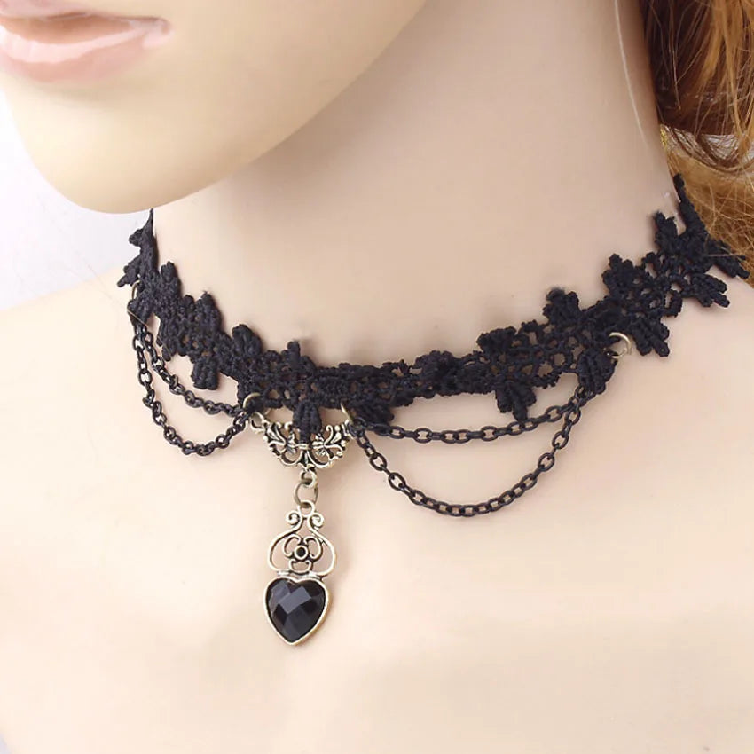 Black Velvet Choker Necklace For Women Vintage Black Star Sexy Lace Necklaces with Pendants Gothic Girl Gifts Neck Jewelry