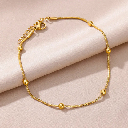 Anklets for Women Stainless Steel Stone Beaded Chain Anklet Summer Beach Accessories Boho Leg Bracelets Jewelry Tobilleras Mujer