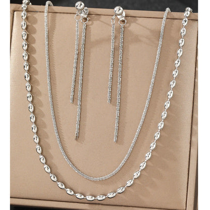 Stainless Steel Jewelry Set Earrings Necklace Set Beads Necklace Hanging Chain Earrings Jewelry Set For Women Jewelry Party Gift