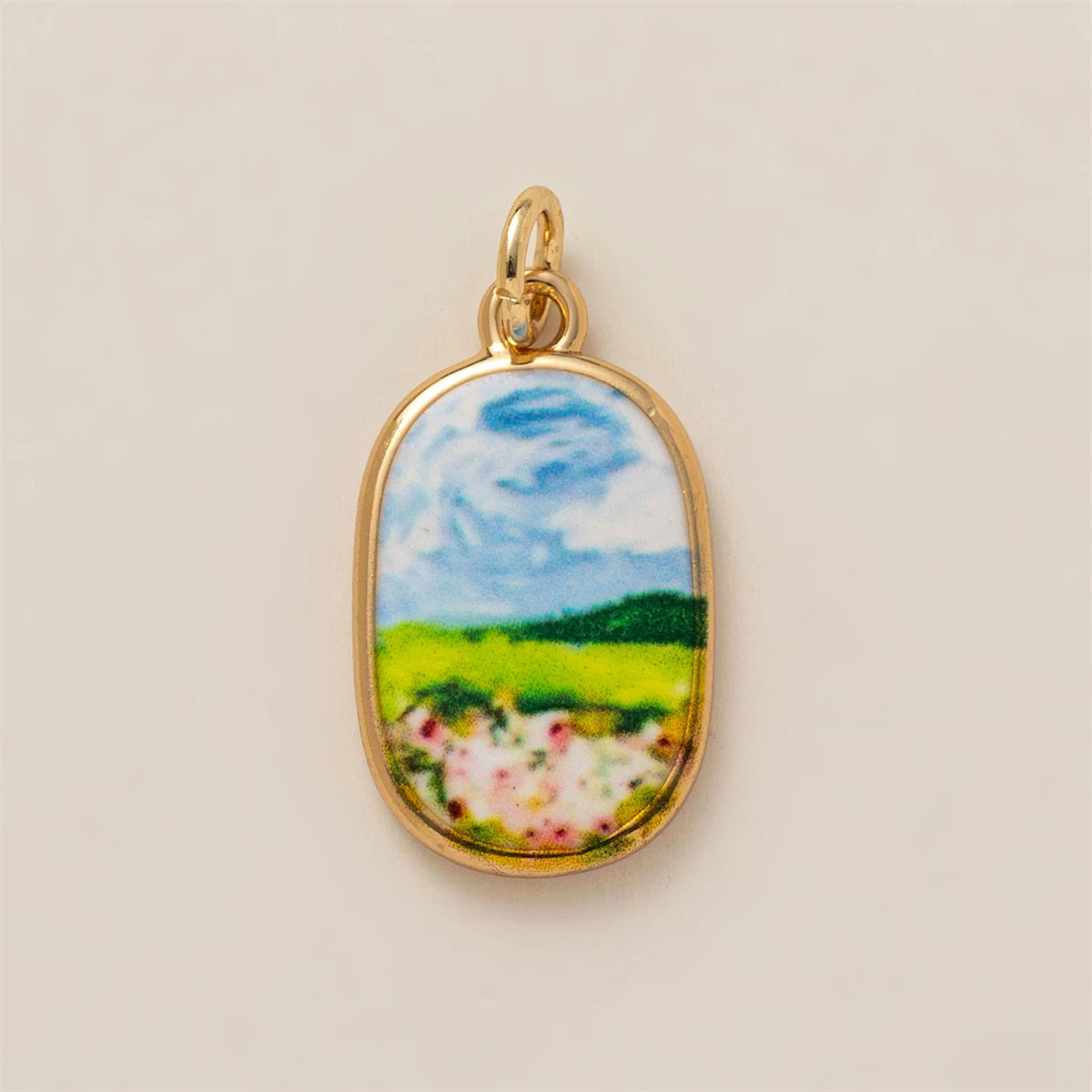 Colorful dopamine pendant with oil droplets, strawberry, crab, heart, shell pattern, color preservation