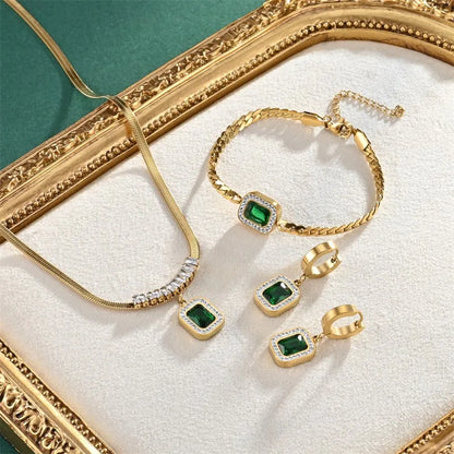 Luxurious Exquisite Emerald Decoration Jewelry Set For Women's Summer Travel Fashion Jewelry Matching