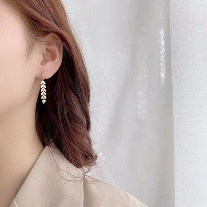 New Simple Wheat Ear Pearl Bracelet Necklace Earrings Jewelry Set for Women Lucky Gold Color Bracelet Charm Jewelry Necklaces