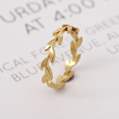 Stainless Steel Fashion Women's Open Enclose Leaf Rings Girls Botanical Women Knuckle Leaves Rings Wedding Party ins Jewelry