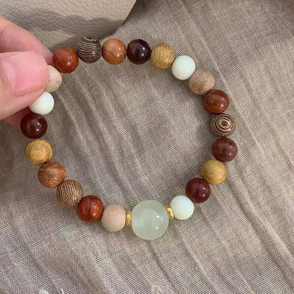 Classic 20mm Handmade Wood Carved Beaded Bracelet With Pendant For Men And Women Jewelry Gift