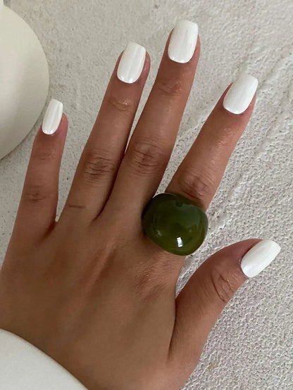 Ingemark Vintage Irregular Smooth Resin Plastic Rings for Women New Trend Boho Geometric Finger Rings Aesthetic Party Jewelry