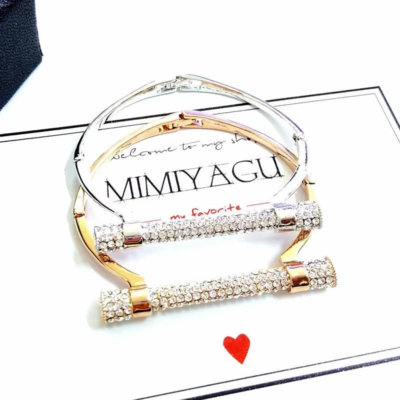 Famous  Luxury Full Crystal  Cuff Bracelets Bangle  For Women Rhinestones   Arm  Jewelry