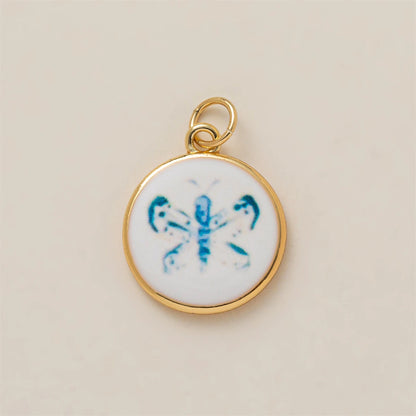 Colorful dopamine pendant with oil droplets, strawberry, crab, heart, shell pattern, color preservation
