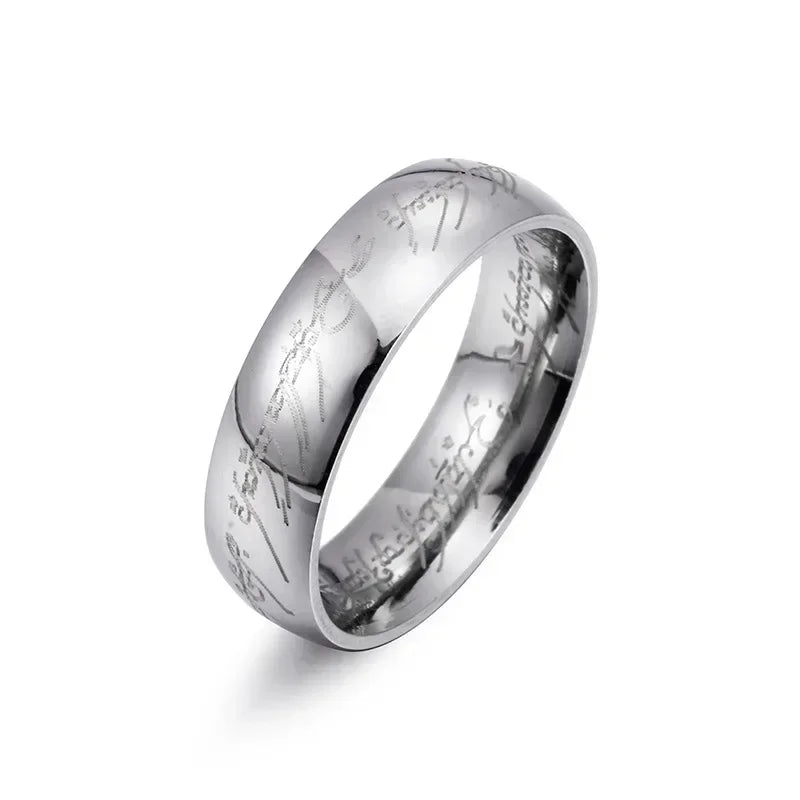 New Lord of The Finger Rings Movie with The Same Inside and Outside 3D Engraving Spanish Sanskrit Ring