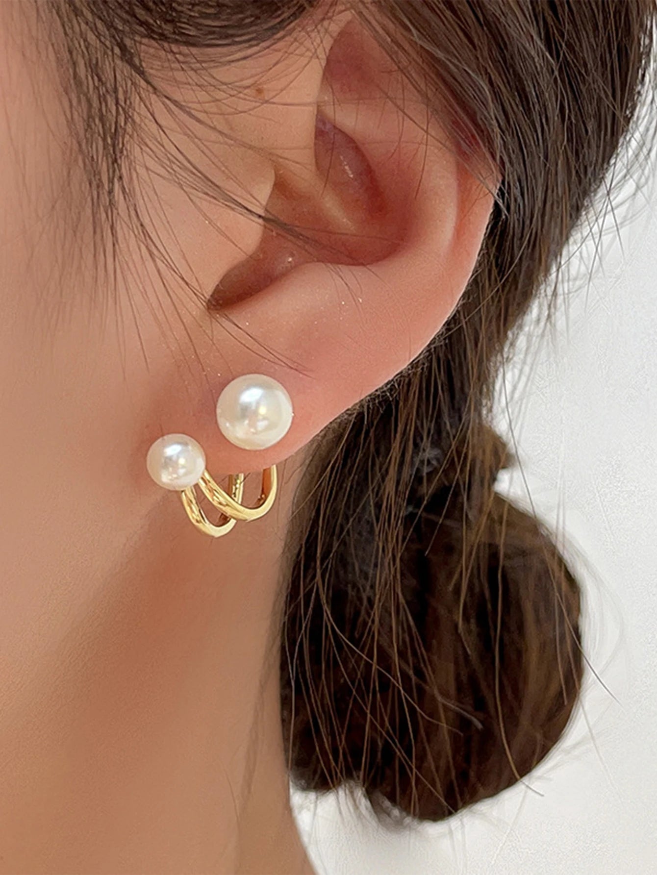 Korean Simple Irregular Design Pearl Stud Earrings for Women Fashion Geometric Gold Color Metal Earrings Trend Party Jewelry Gif