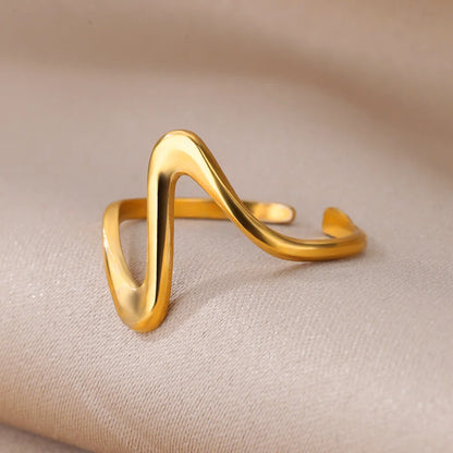 Stainless Steel Rings for Women Waterproof Open Gold Color Ring Wedding Couple Band Jewelry Gifts Free Shipping Items anillos