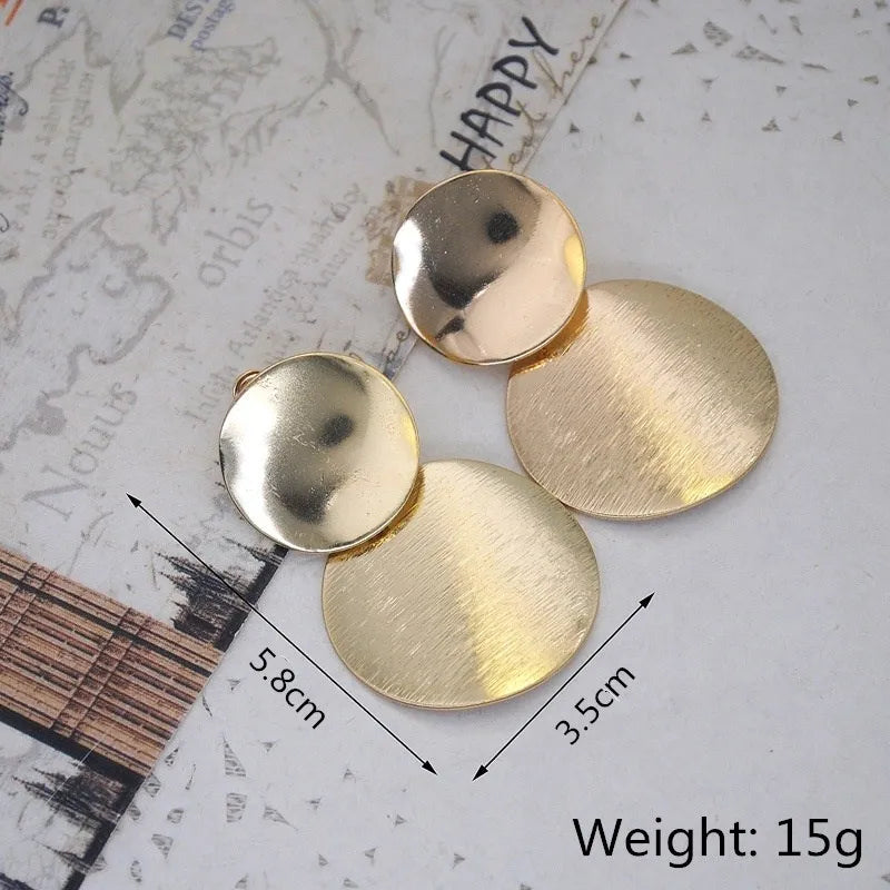 Retro Exaggerate Metal Statement Earrings for Women European Fashion Round Star Square Leaf Twist Geometry Long Earrings Jewelry