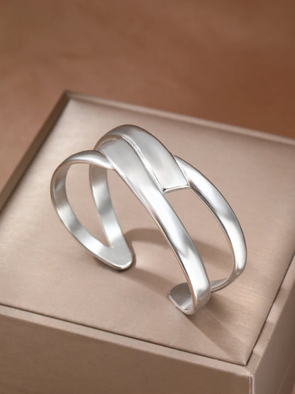 Stainless Steel Bracelet Light Luxury Simple Fashion Geometric Weave Metallic Adjustable Bracelet For Women Jewelry Party Wear