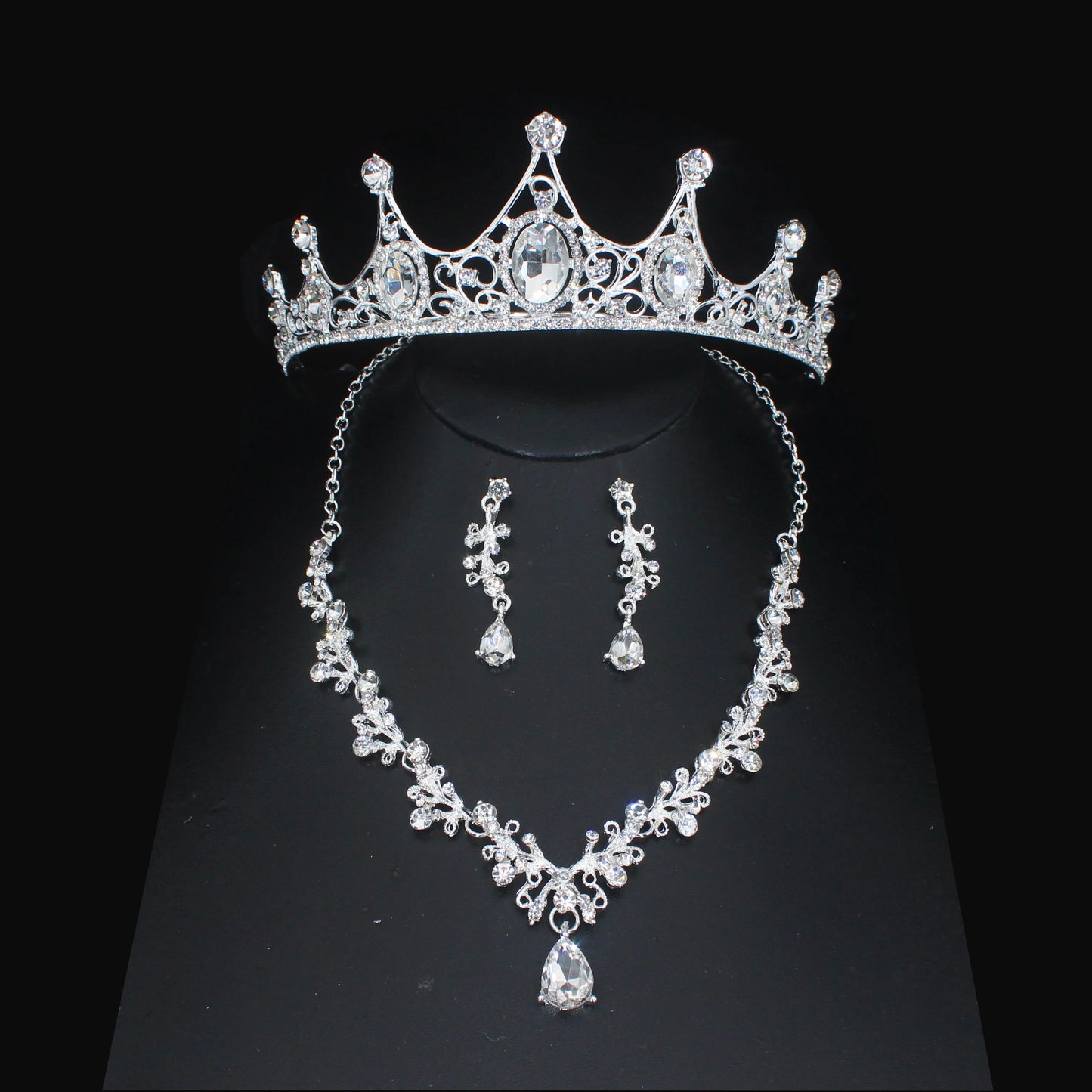 Luxury Crystal Wedding Bridal Jewelry Sets Women/Girl Gold Color Tiara/Crown Earrings Choker Necklace Bride Jewelry Set