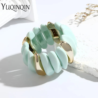 Wedding Wide Bracelet for Girls Charm Resin Bracelets Bangles For Women Luxury High Quality Fashion Jewelry Elastic Party Gifts