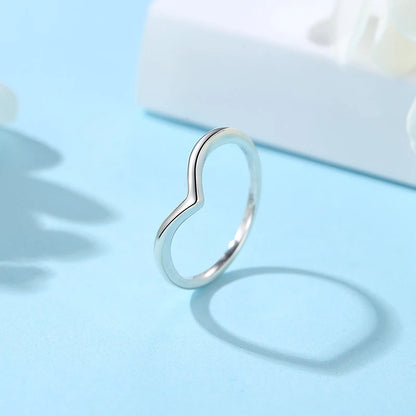 Original 925 Sterling Silver Rings For Women Love Heart Crown Wishbone Engagement Wedding Ring Rose Gold Luxury Jewelry Gift