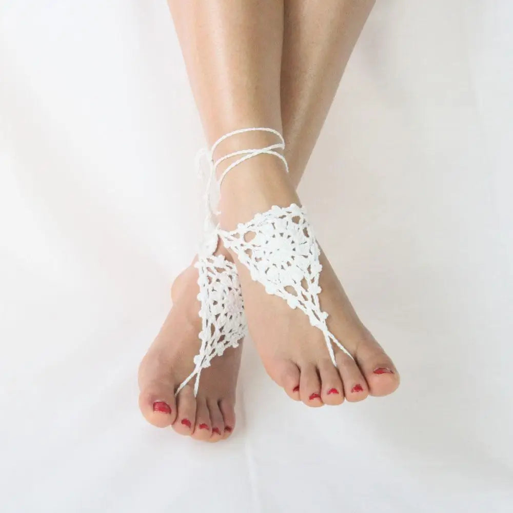 Crochet Barefoot Sandals Wedding Anklets Beach Anklets Shoes Ornament Ankle Bracelet