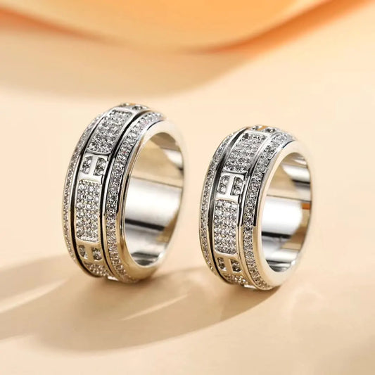 Zirconia rotating rings for men and women, a lucky and romantic gift for couples