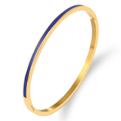 Zalman Colorful Enamel Bangles Women Gold Color Stainless Steel Simple Romantic Bracelet Never Fade Wholesale 2023