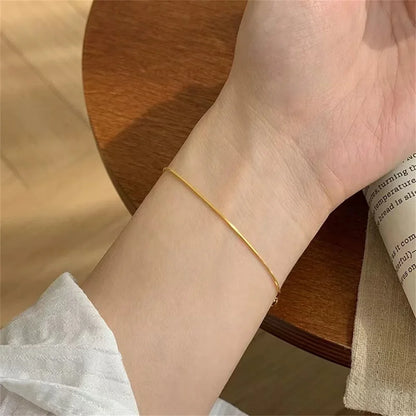 Thin Stainless Steel Snake Chain Bracelet Simple Gold Color Titanium Steel Women Bracelet Fashion Jewelry Trendy Accessories
