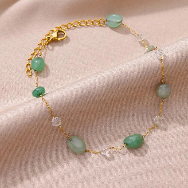 Anklets for Women Stainless Steel Stone Beaded Chain Anklet Summer Beach Accessories Boho Leg Bracelets Jewelry Tobilleras Mujer