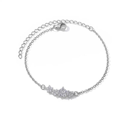 Elegant Zircon Flowers Bracelet For Women Girls Charm Gold Color Stainless Steel Plant Bracelets Luxury Designer Jewelry Gifts